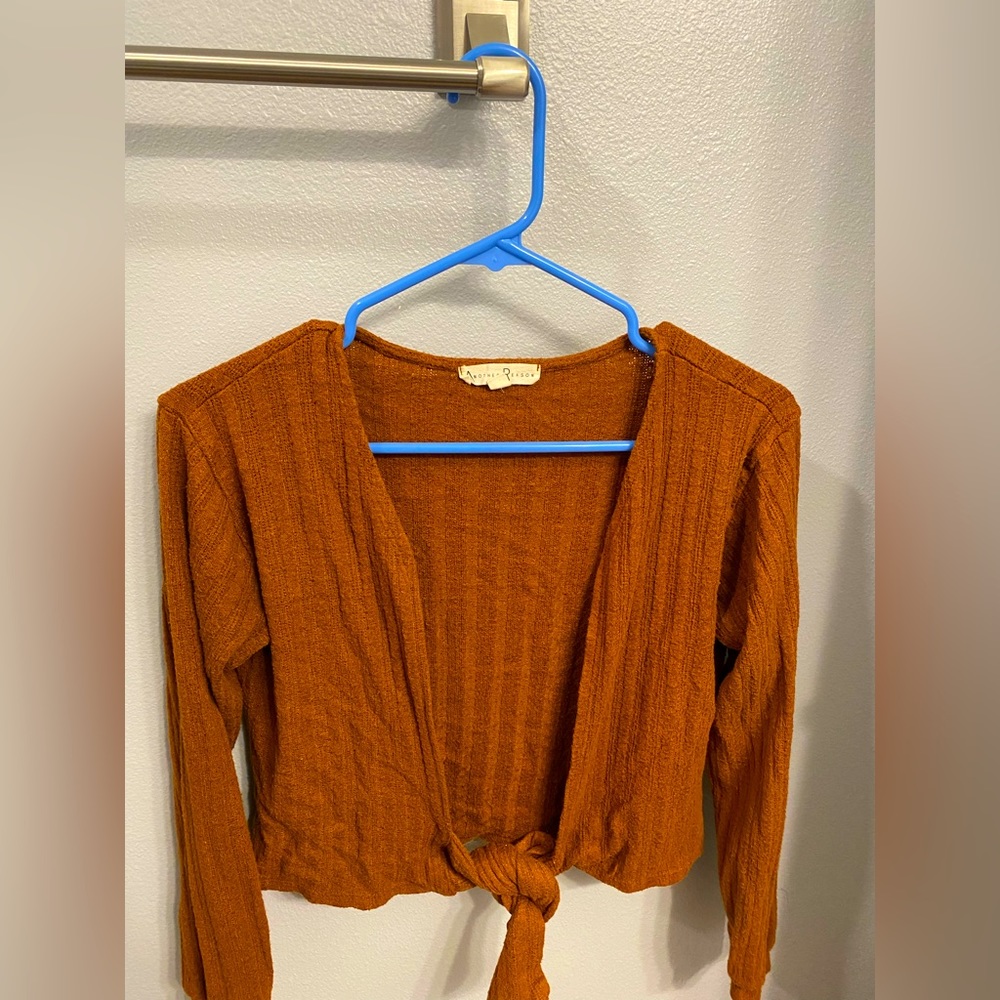 Burnt orange shrug sweater